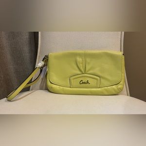 Vintage Coach Chartreuse Lime Green Wristlet NWT